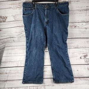 Carhartt Jeans Women's 20x28 Blue Flannel Lined Cowgirl Work Relaxed WB172 VIO